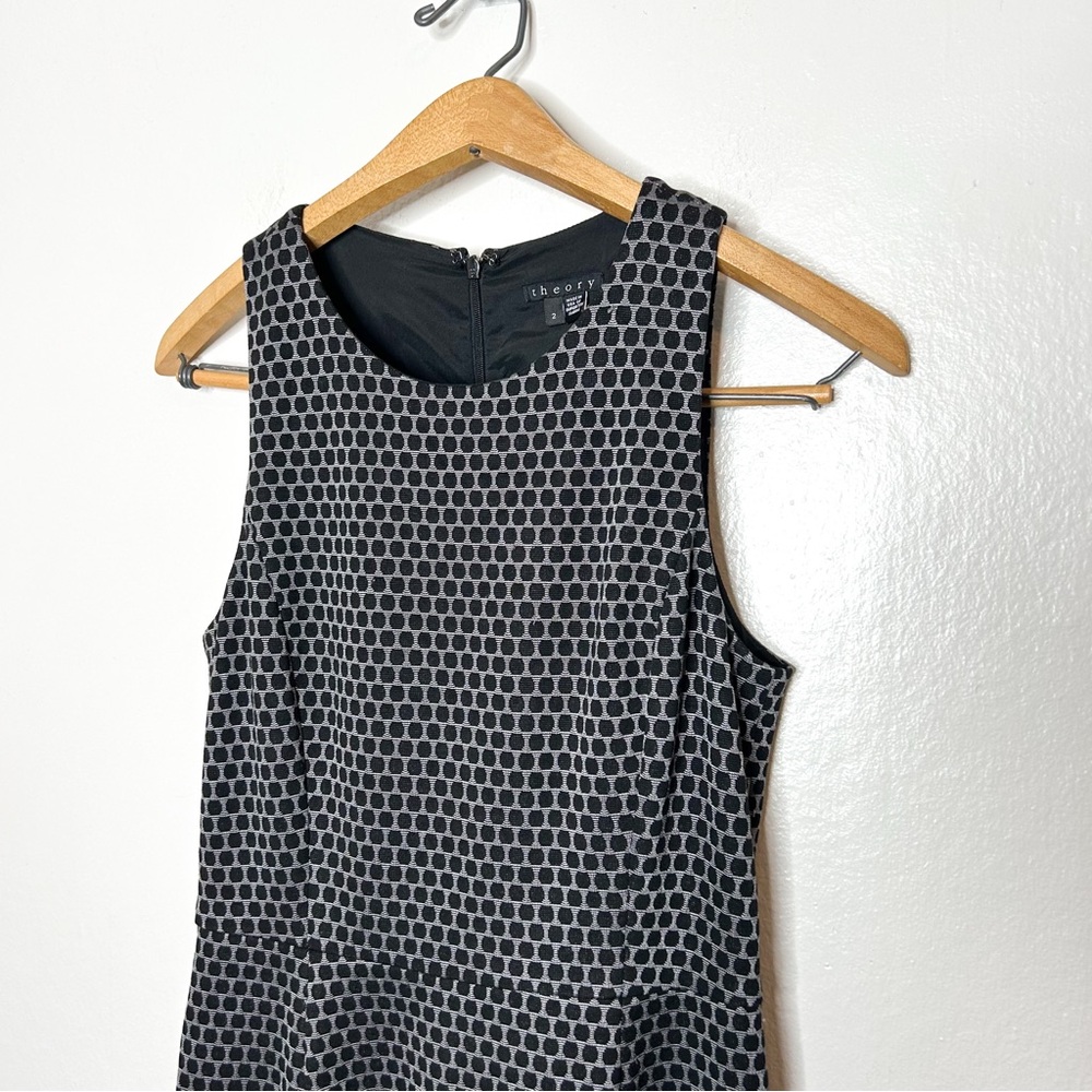 Theory Trekana Circuit Knit Dress Sleeveless Mini‎ Dress Grey Black 2 - Picture 3 of 7